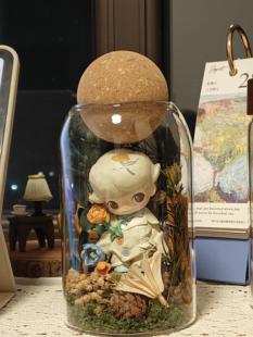 泡泡玛特dimoo星期八盲盒收纳diy造景道具玻璃瓶展示罩盒防尘装饰
