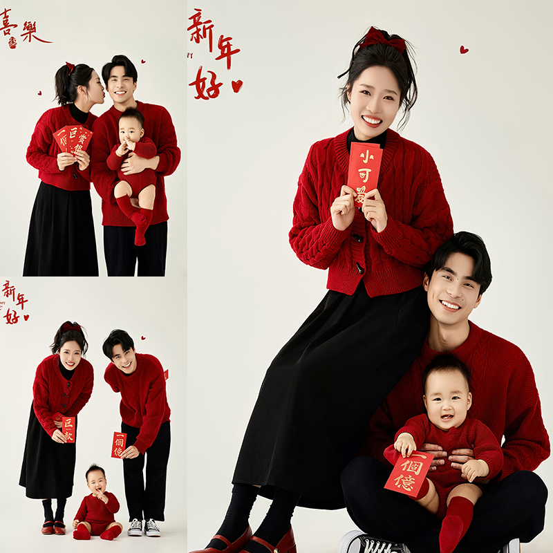 2025亲子装一家三口拍照服装