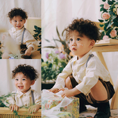 儿童摄影服装 道具 影楼拍照学院风主题男女孩简约清新艺术照服装