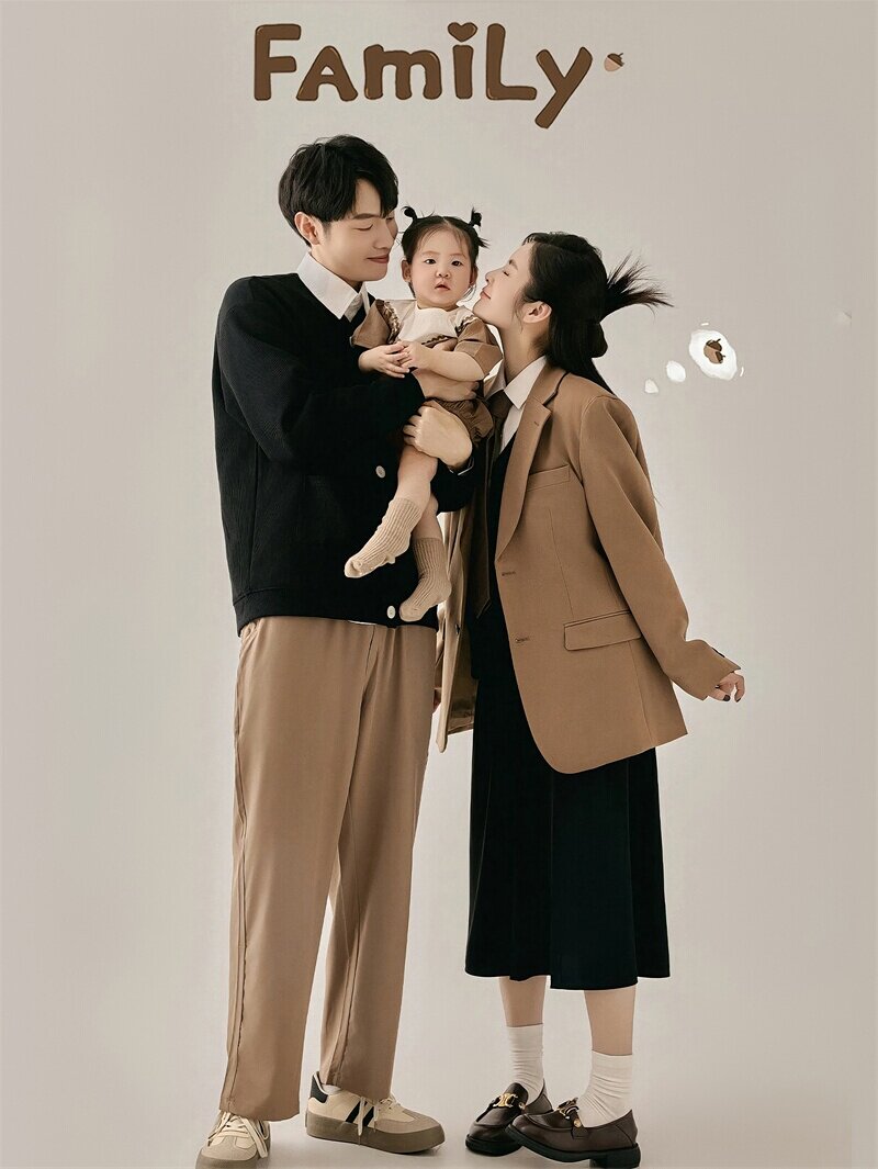 사진촬영 친자복 2024 3 4인 가족을 위한 새 정장 슈트 100세 생일 사진 촬영 가족 의상