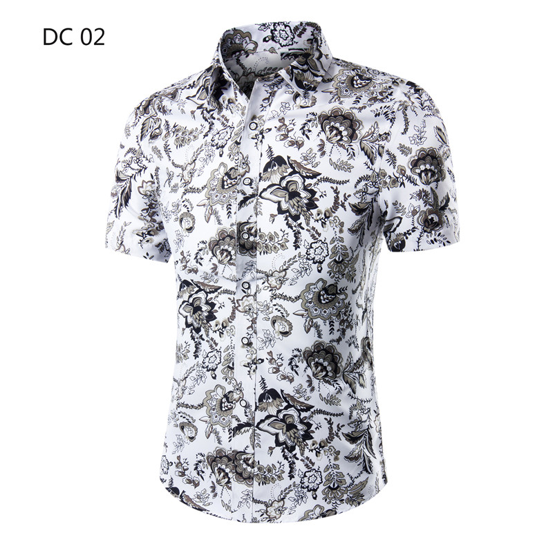1508-DC02-P20新款大码短袖衬衫印花短袖男夏季新款休闲衬衣潮流图片