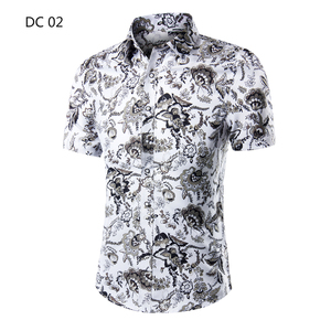 1508-DC02-P20新款大码短袖衬衫印花短袖男夏季新款休闲衬衣潮流图片