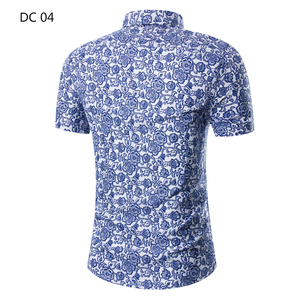 1508-DC04-P20新款大码短袖衬衫印花短袖男夏季新款休闲衬衣潮流图片