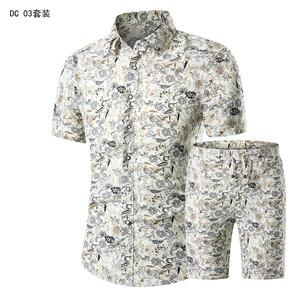 1508-DC01套装-P40短袖衬衫套装男印花衬衣短袖2025新款寸衣套装
