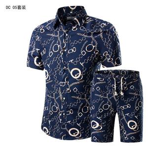 1508-DC01套装-P40短袖衬衫套装男印花衬衣短袖2025新款寸衣套装图片