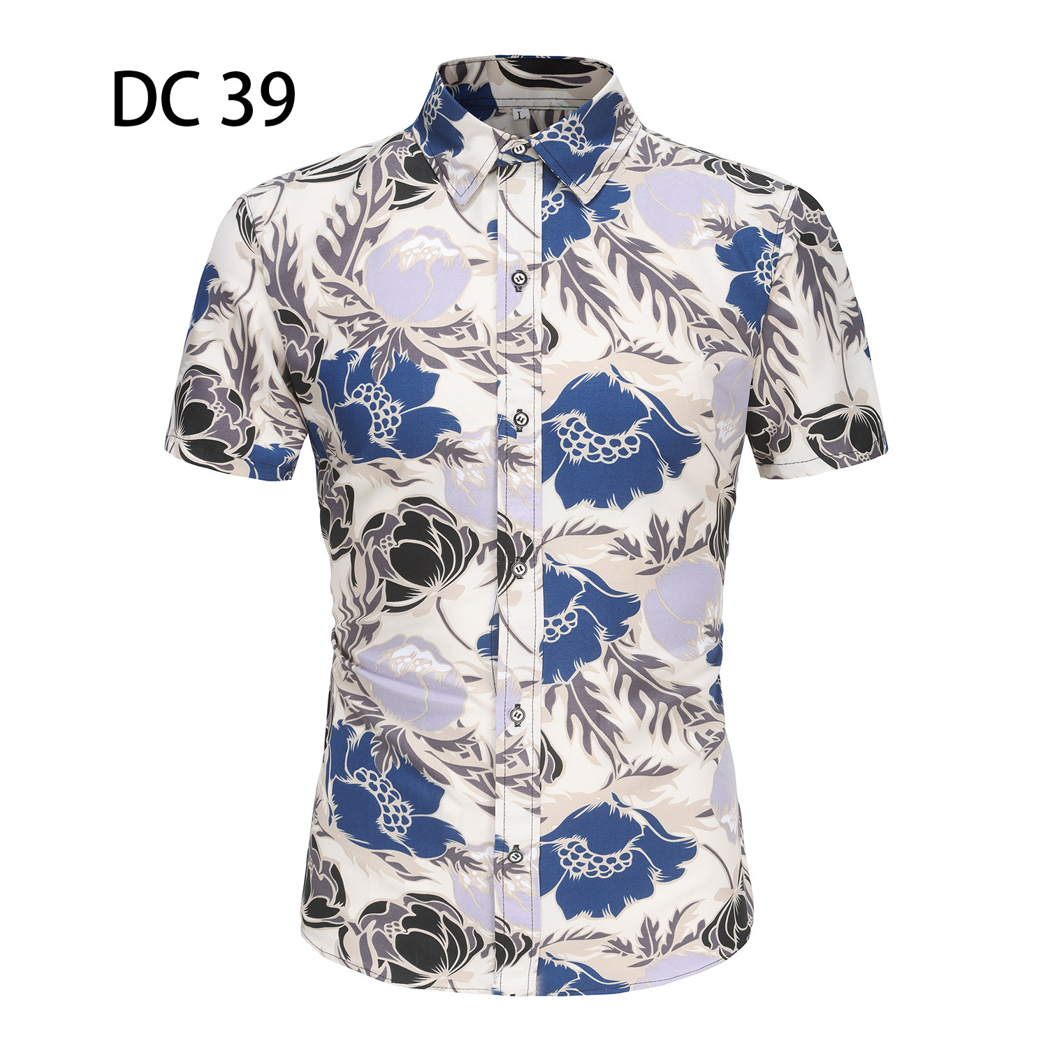 1508-DC39-P20夏装新款港风印花短袖衬衫免烫沙滩衬衣潮修身上衣,男装衬衫,星座1508-1