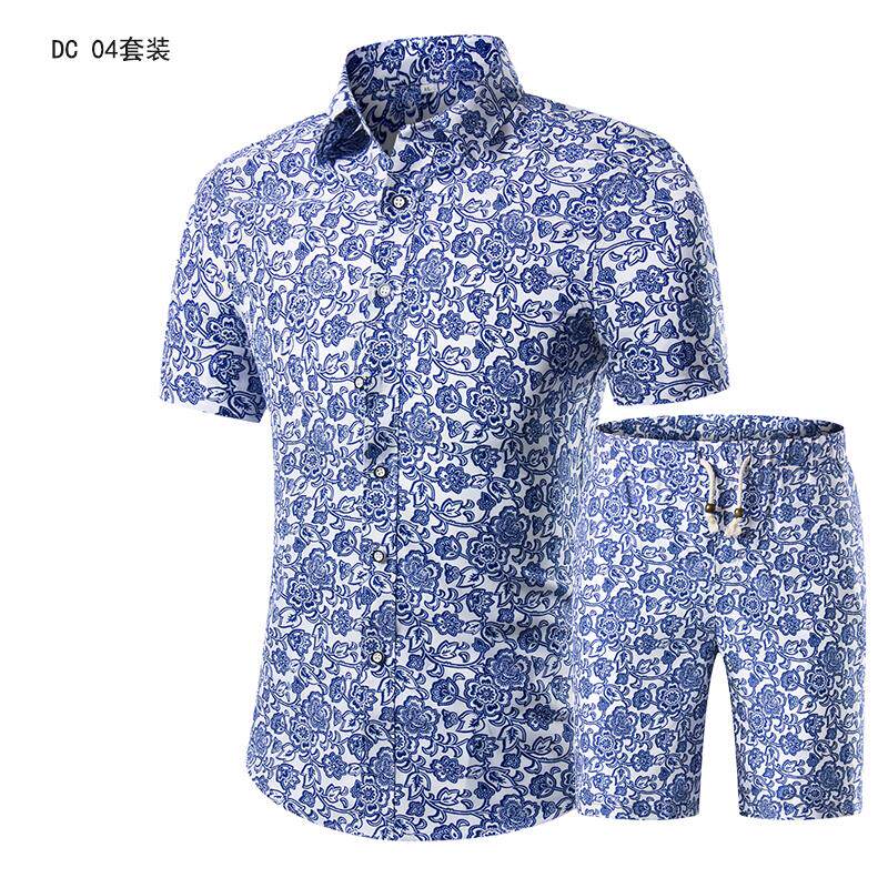 1508-DC01套装-P40短袖衬衫套装男印花衬衣短袖2025新款寸衣套装,男装衬衫,星座1508-1