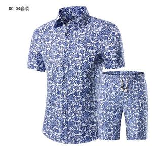 1508-DC01套装-P40短袖衬衫套装男印花衬衣短袖2025新款寸衣套装图片