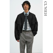 CLNIEH 静奢AUL风进口NIKKE羊毛料400g新雪丽®暖绒羊毛束腰夹克