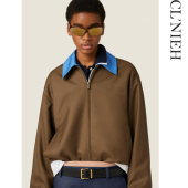 式 CLNIEH 强捻全羊毛面料全宾霸里布可拆领拉链衬衫 夹克