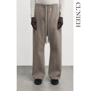 静奢老钱风意大利进口全羊毛面料 宾霸里布双面呢休闲长裤