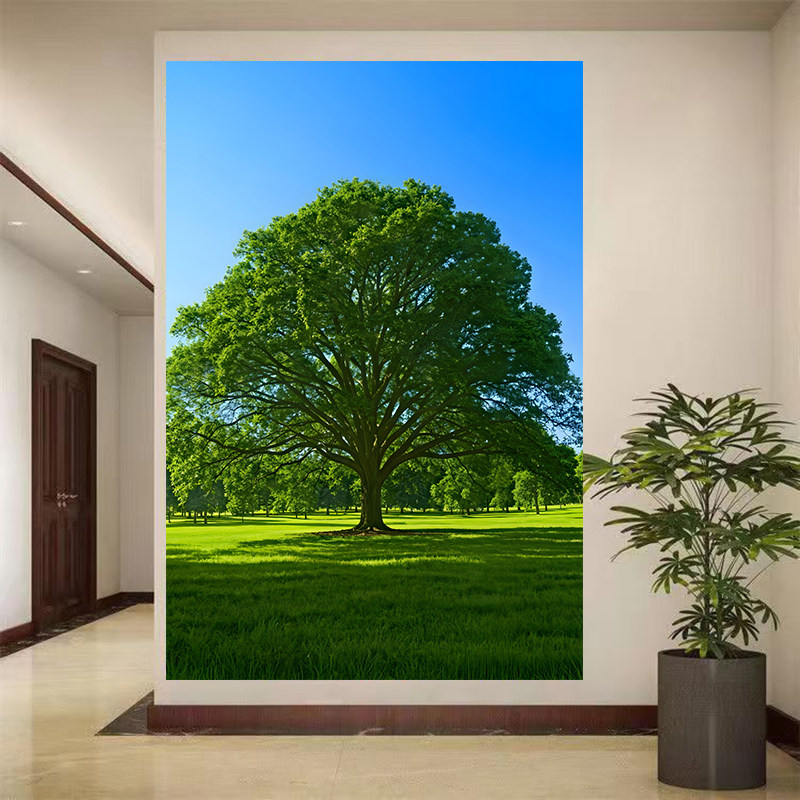 现代简约大树风景装饰画玄关竖版现代装饰画