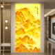 竖款 金山泰山日出办公室装 饰画金色山客厅挂画过道玄关自粘画定制