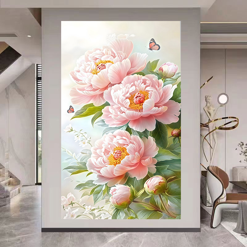 花开富贵牡丹装饰画国色天香竖版现代装饰画