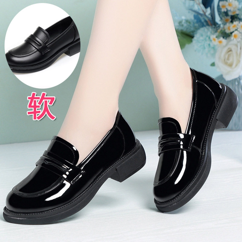 真皮乐福鞋女英伦风平底软底一脚蹬黑色百搭小皮鞋不累脚单鞋大码