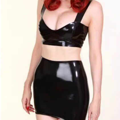 乳胶文胸胸罩乳胶背心女乳胶短裙子夜店表演服饰LaTeX skirt束缚