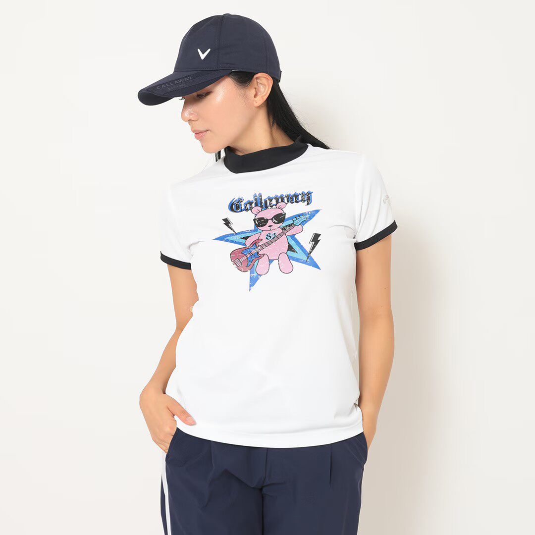 日本25年卡拉威Callaway高尔夫球服女士高弹力棉质短袖针织POLO衫