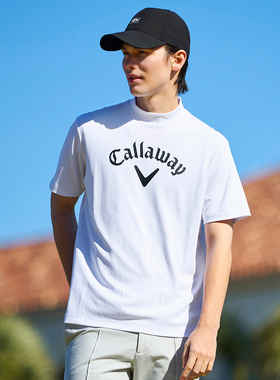 日本26春夏款Callaway卡拉威男士高尔夫服装凉感遮热印花经典短袖