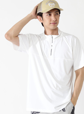 日本26年春夏款PEARLY GATES男士高尔夫服装吸汗2WAY拉链运动短袖