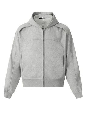 LBMS辣堡美式复古高级感潮流纯色解构型外套设计男女宽松开衫卫衣