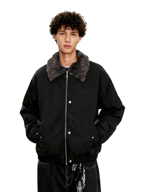 LBMS辣堡美式派克服男士冬季加绒棉服外套vibe欧美毛领翻领棉服