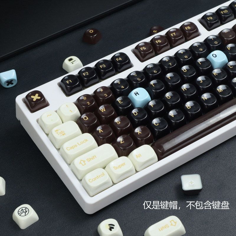 黑白色镜面仿陶瓷手感键帽玉石款客制化磁轴机械键盘陶瓷键帽