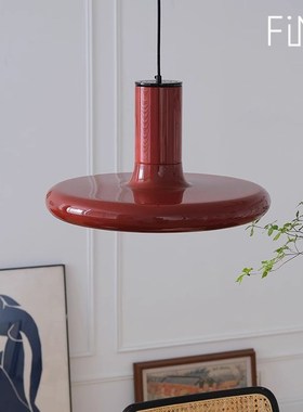 速发复古红色飞盘吊灯客厅餐e彩色Vitag厅6台年代吧0灯