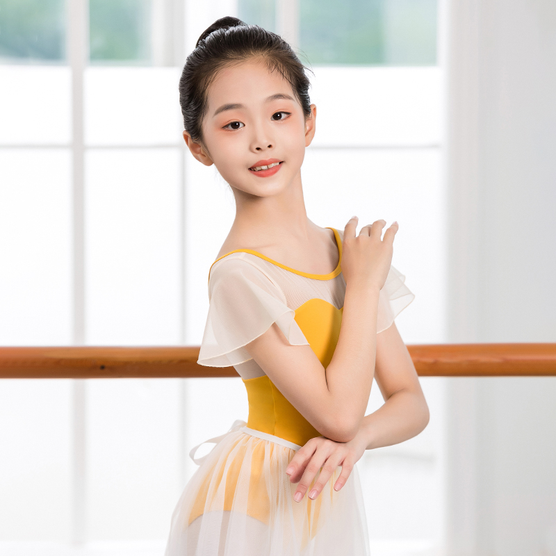 速发小茉莉儿童舞蹈服芭蕾体服芭蕾舞练功服形体服舞蹈纱裙半身夏