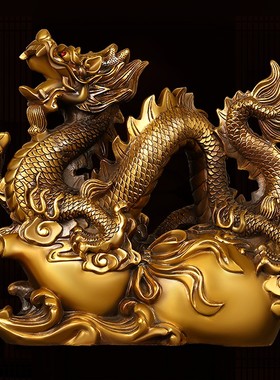 速发铜龙摆件纯铜福禄龙生肖龙五爪龙祥龙家居办公室装饰品大号葫