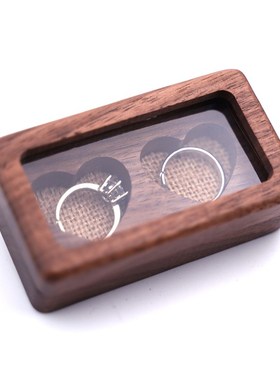 速发开窗黑胡桃首饰盒式婚纳E换耳钉饰品收礼雕刻交TSY