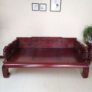 速发新桌式古典全实木茶木几条条案家具老榆中罗汉床沙发床榻两用