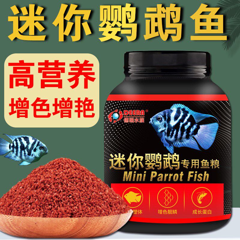 速发迷你鹦粮鱼饲料小型鱼微用鱼食小颗粒宝蓝鹦鹉鱼热带鱼开口鹉