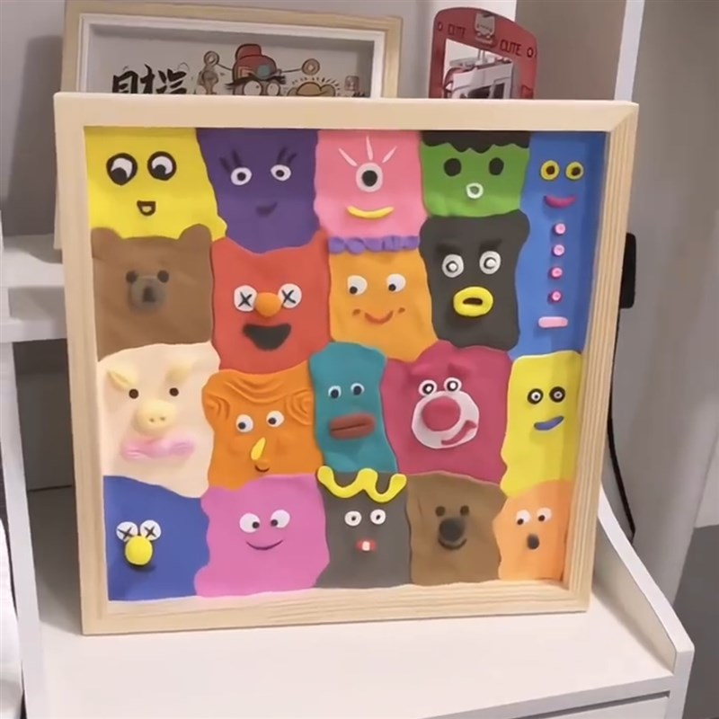 速发粘土相框超轻黏土立画框画体宠质手工材料包萌木展示框