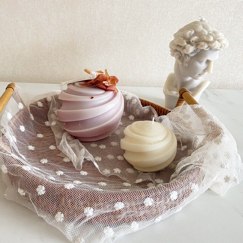 速发烘款风螺旋星球几何蛋香薰模具家具摆件新焙球糕硅胶模具