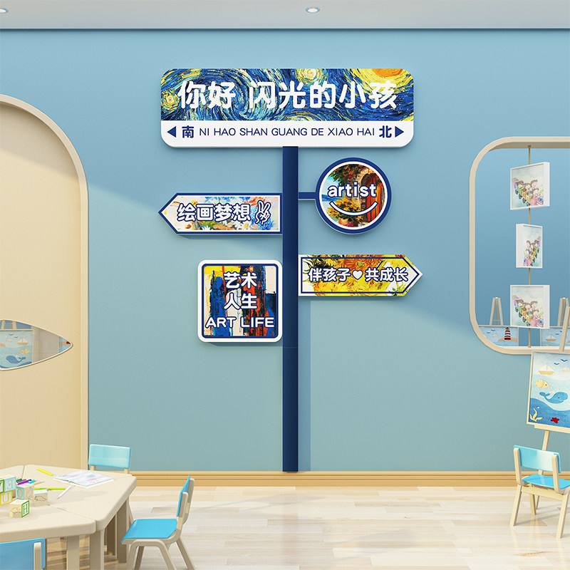 速发幼儿园班创美术神器创意路牌环级布置教贴室装饰品文化墙画小
