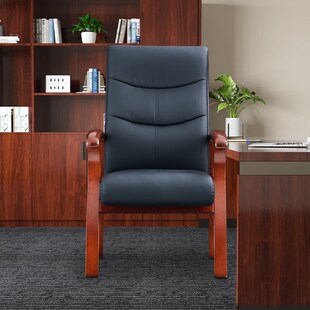 速发实木椅子办公椅前脑椅会议椅老板四脚椅子班电大班椅书房橡木