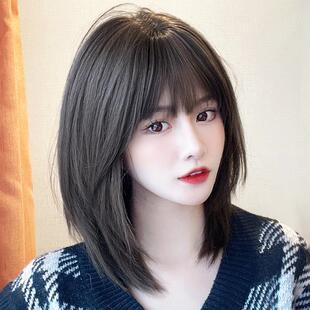 速发假发短发锁骨发型长头套减龄自然圆脸波波头中全发假发套