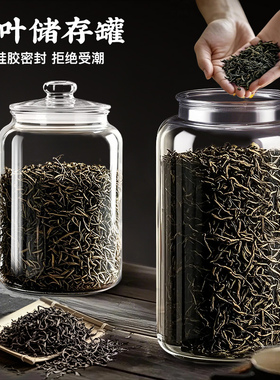 茶叶罐密封罐精品高档密封防潮大号玻璃储茶罐普洱茶叶专用储存罐
