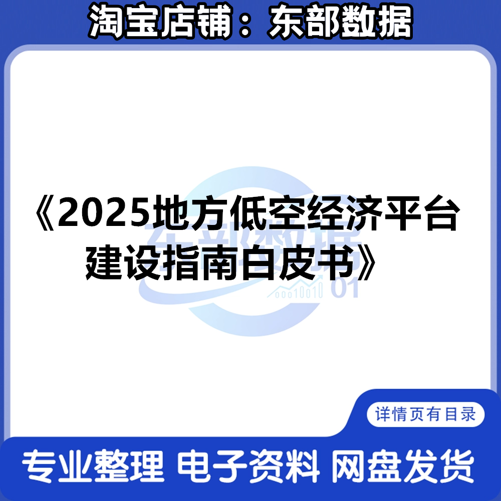 2025地方低空经济平台建设指南白皮书