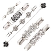 亚马逊6件套毛衣披肩夹衬衣领夹 斗篷围巾扣胸针收腰固定衣饰