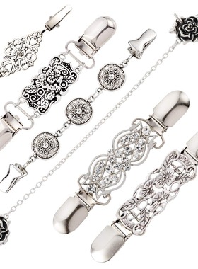 亚马逊6件套毛衣披肩夹衬衣领夹 斗篷围巾扣胸针收腰固定衣饰