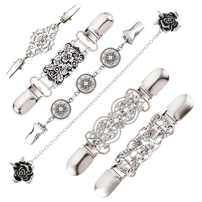 亚马逊6件套毛衣披肩夹衬衣领夹 斗篷围巾扣胸针收腰固定衣饰