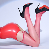 性感黑丝超短包臀裙情调吊带袜极光油亮防勾开裆免脱超薄长筒丝袜