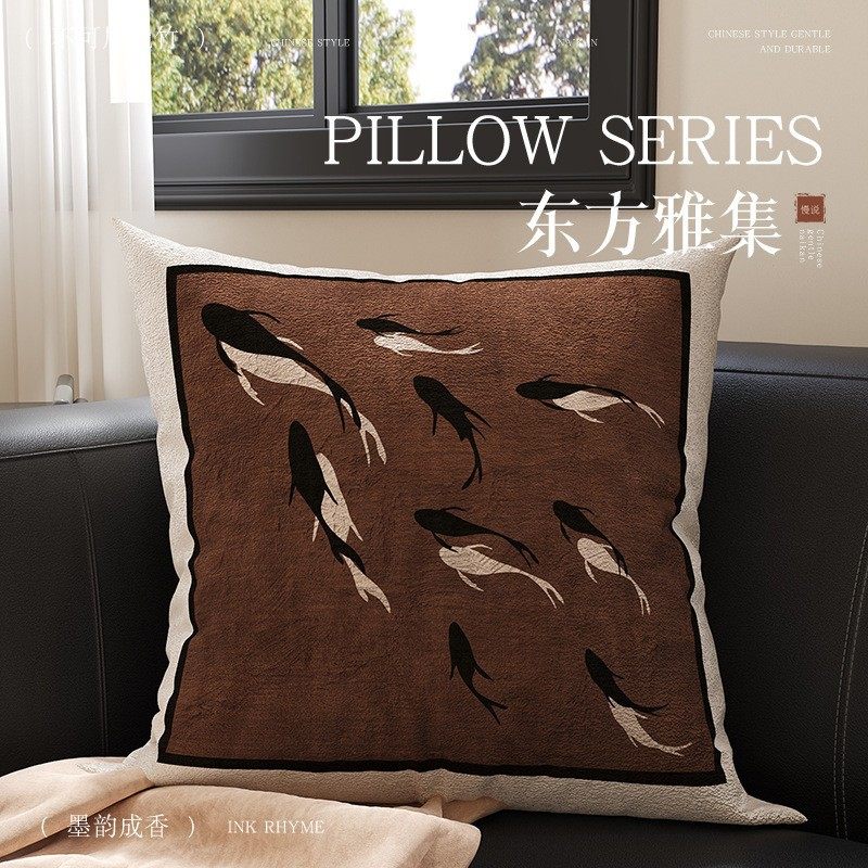 新中式沙发客厅抱枕复古靠背垫腰枕飘窗装饰摆件卧室床头床上靠枕