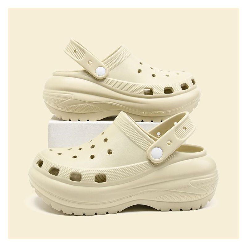 周雨彤光轮情侣洞洞鞋女款外穿增高厚底踩屎感软底凉鞋防滑沙滩鞋