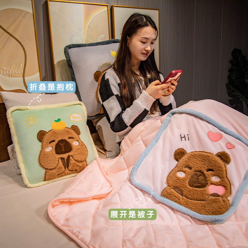 2024新款抱枕被子两用二合一汽车折叠车用枕头办公室午睡毯子靠枕