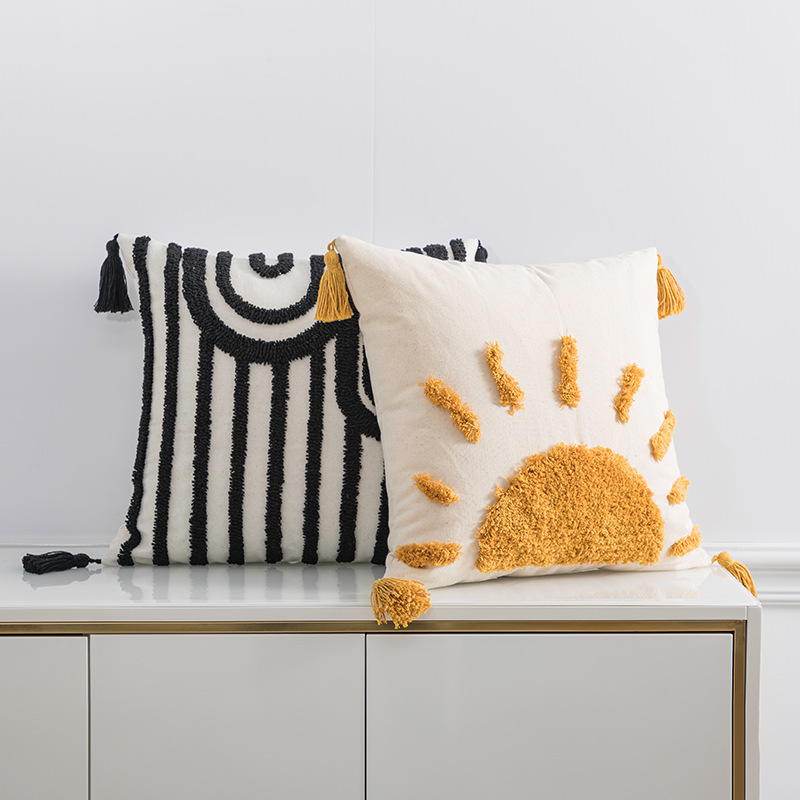 cushion cover pillow case cushion tassels 绒菱形毛绒枕头枕套