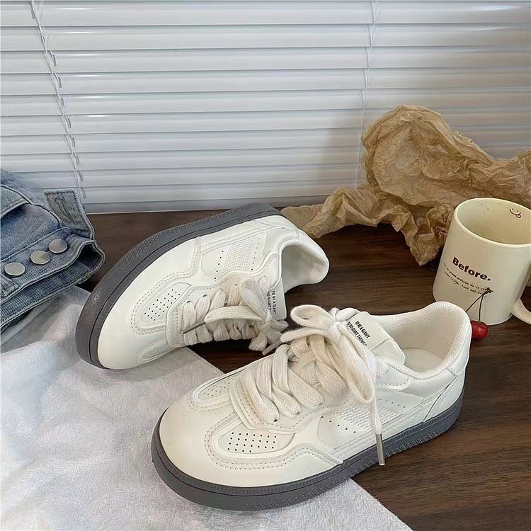 荔枝公园 原创设计2025新款薄款透气皮面小白鞋平底德训鞋板鞋子