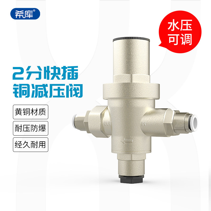 纯水机2分口铜减压阀/净水器减压泄压阀漏水保护器2分快插接头