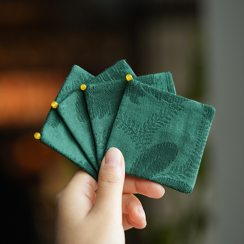 仓巴鹿人 云杉下·杯垫 方形茶道零配布艺边长7*7cm